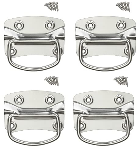 SOTECH 4 Stück Klappgriffe 100 x 70 mm, Edelstahl SS201 | Schiebetürgriffe klappbar zum Anschrauben inkl. Befestigungsmaterial