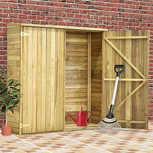 Keketa Homgoday Gartengeräteschuppen aus imprägniertem Kiefernholz, 163 x 50 x 171 cm, für Rasenpflege und Poolzubehör - Natur Model46362
