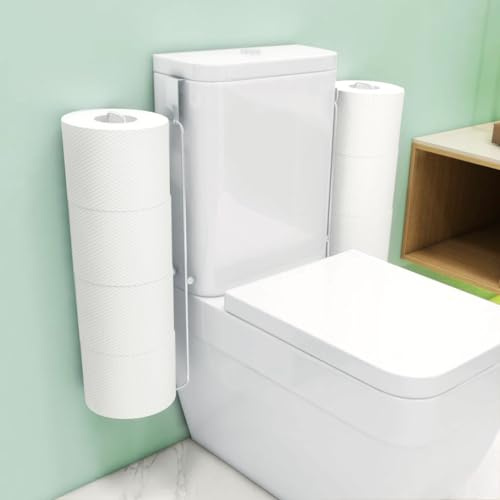 Tokokimo Toilettenpapierhalter Stehend, kein Bohren, 4 Rollen Toilettenpapier Integrierter Toilettenpapier-Ersatzrollenhalter Edelstahl, HxBxT: 42x3,5x9cm, Silber, 2 Stück