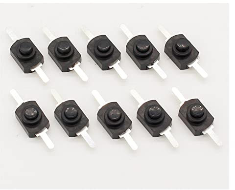 10 Stück DC 30 V 1 A Schwarz Ein-/Aus-Mini-Druckknopfschalter kompatibel mit elektrischer Taschenlampe