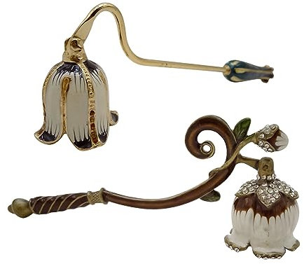 Kerzenlöscher aus Metall, Blumenmotiv, Vintage-Stil, kreativer Kerzenlöscher, bemalter Kerzenlöscher, Zubehör mit langem Griff, für Heimdekoration, 2 Stück