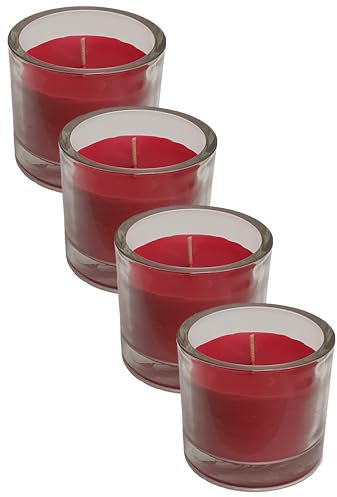 4 Stück GALA Candle Kerzen im Glas – Minnesota – bordeaux - Kerzen - Glaskerze - lange Brenndauer – Weihnachtskerzen - unparfümiert