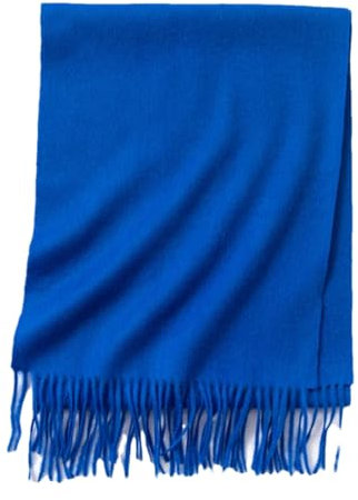 Langer Kaschmir-Schal für den Winter, Kaschmir-Schal, warm, dick, weich, solider Schal für Damen, blau, 200-35