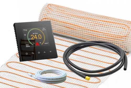 Elektrische Fußbodenheizung Komplett-Set für Fliesenboden UltraPro 200 extra stark mit Thermostat RT-70 WIFI Touch (2,5 m² - 0,5 x 5 m)