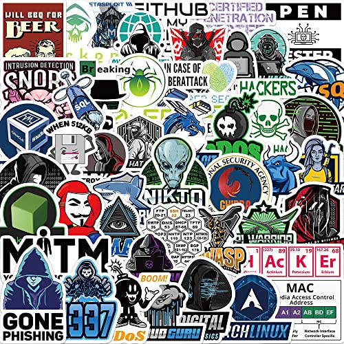 AUCEKO Pack of 50 Hacker Stickers Pack Hacker Sticker Set Waterproof Vinyl Stickers for Laptop Children Cars Motorcycle Bicycle Skateboard Luggage Suitcase Computer Sticker Graffiti Decal