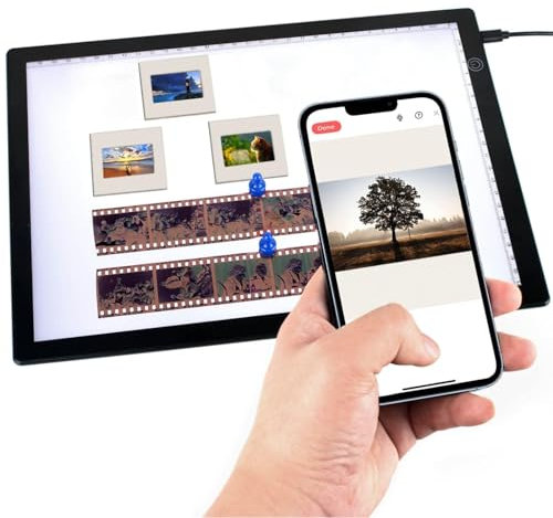 LED Slide Viewer Light Box for Scan Old Slide Negative Film Scanning, Size Ultra Thin Light Box Scanner with 3 Adjustable Brightness, USB Powered