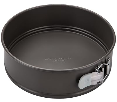Laura Ashley - Tortiera antiaderente con base rimovibile, 23,5 cm, adatta a lavastoviglie, forno e congelatore, teglia da forno, manici in silicone verde salvia, teglia per torte al carbone chiaro,