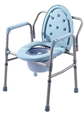 TVSKWMRQ Klappbarer Toiletten-/Duschstuhl, Nachttisch-Toilettenstuhl, faltbar aus Edelstahl,/tragbar/höhenverstellbar/Rutschfester Toilettenstuhl, für Behinderte, ältere Toiletten-Alterna