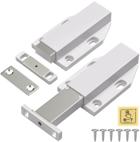 Push Open Door Catches Big Jiayi 2 Pack Cabinet Magnetic Push Catches Cupboard Push Latch Touch Open Kitchen Drawer Closer Push Opener for RV Door Damper Large Push to Open Wardrobe Closure