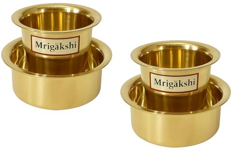 Mrigakshi Traditional Brass Davara Tumbler Set South Indian Coffee Glass Tumbler Set of Two Brass Dabara