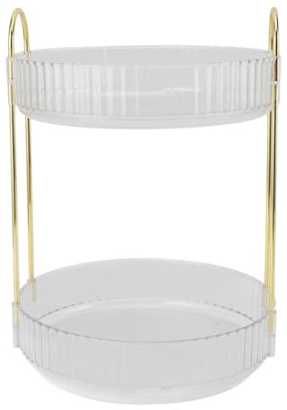 Make-up-Organizer, 2 Etagen, um 360° Drehbar, Platzsparend, Kosmetik-Aufsatz-Organizer, Parfüm-Organizer, Kosmetik-Kommoden-Organizer Für Schlafzimmer, Badezimmer, Küche(Weiß)