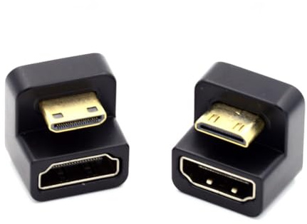 chenyang 2 unidades Mini HDMI macho a HDMI hembra 4K @60Hz 180 grados adaptador de conexión convertidor en ángulo
