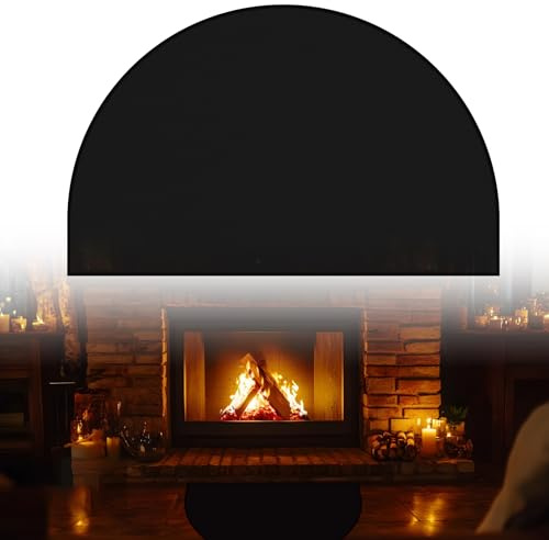 Tapis de cheminée demi-rond en fibre de verre pour cheminée et cheminée - Double couche - 102 x 50 cm - Protège le sol des étincelles - Intérieur et extérieur - 122 x 71 cm