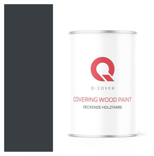 Q-COVER DECKENDE HOLZFARBE 1L HOCHGLANZ Anthrazitgrau RAL 7016 RAL DECKFARBE HOLZLACK DECKLACK WETTERSCHUTZFARBE ALLE HOLZARTE OSB-PLATTEN INNEN AUßEN ca. 80-150 ml / m2