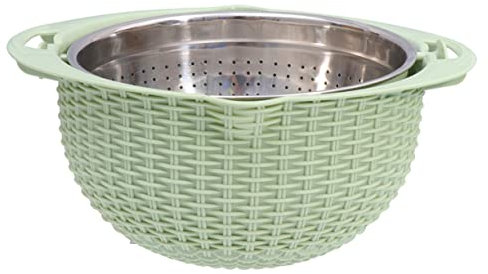 Cabilock Pratico Scolapasta con Coperchio di Drenaggio a Doppio per Riso/cereali Cestino per La Pulizia di Frutta E Verdura