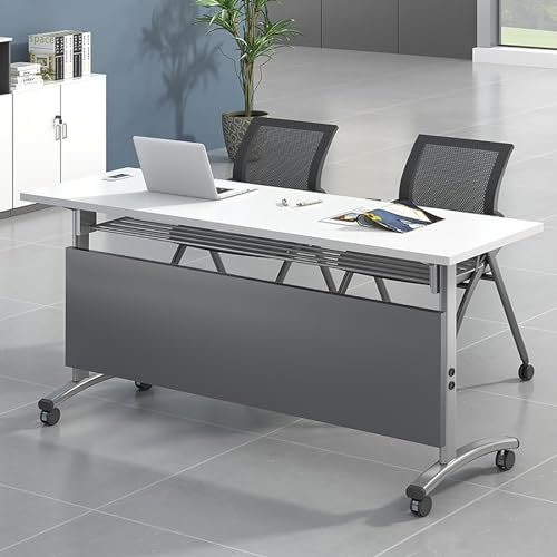 Vikbart konferensbord - rektangulärt rullande datorskrivbord, multifunktionella kontorsmöbler, bärbar arbetsstation (färg: D, storlek: 120 x 60 x 75 cm/47,2 x 23,6 x 29,5 tum)