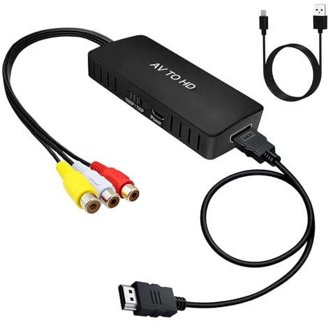 Convertitore HDMI a RCA Adattatore HDMI a AV, 1080p Composito CVBS AV Convertitore Video Audio, Supporta PAL/NTSC per PC, TV, WII, Xbox, STB, VHS, VCR, e Altri Dispositivi HD MI