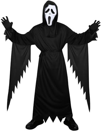 Dtiaagto Barn Scream spöke ansikte kostym svart 5-7 år