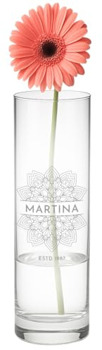 polar-effekt Blumenvase mit personalisierter Gravur Mandala Transparente Deko Vase aus Glas - Für Wohnzimmer & Schlafzimmer