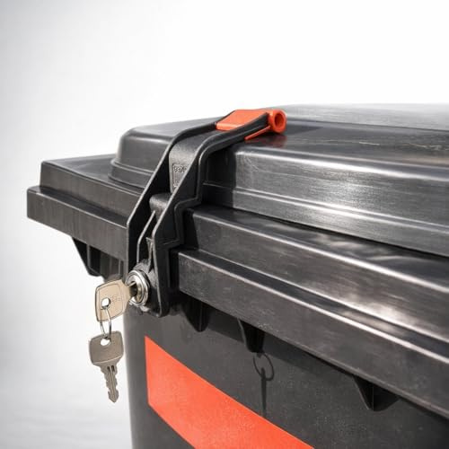 TrashGuard Trash Bin Lock - Lockable & Mountable Without Drilling - Protects Against Foreign Waste & Animals - Fits Wheelie Bins 60-360L with Side Lid Handles