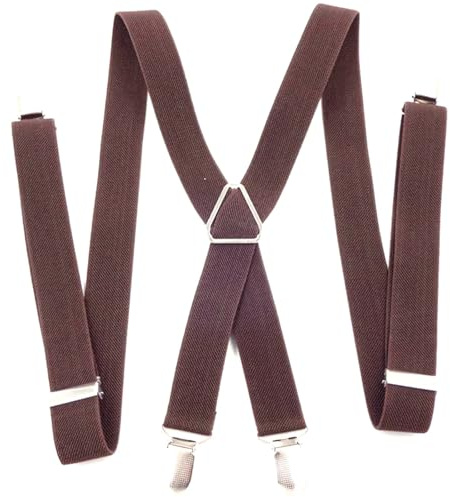 HELBAY Salopette à bretelles croisées pour homme, 4 clips, simple et confortable, idéale pour un usage quotidien décontracté. Longueur : 100 cm, largeur : 2,5 cm.