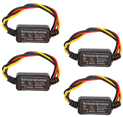 Tbest Contrôleur Stroboscopique de Feux de Freinage 16 Modes Module LED Réglable pour le Camion de Moto en Voiture en PC et ABS 4PCS
