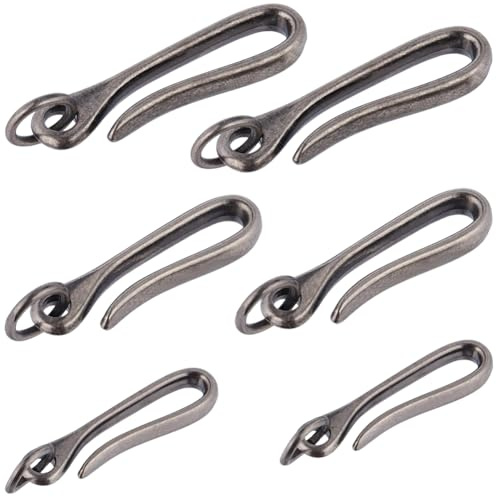 CRASPIRE 6 pz 3 Misure Portachiavi A Forma di U Gancio Giapponese Amo da Pesca Portachiavi Tibetano Anelli di Congiunzione Lega Solido Argento Antico Fibbia Clip per Cintura Tasca Porta per Donne