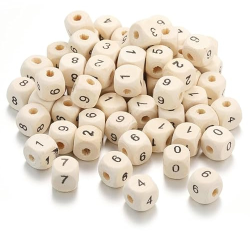 CLYDSA 200 Stück 10 mm Bunte Holzperlen mit Zahlen und Buchstaben, quadratische lose Naturholzperlen, für DIY-Armbänder, Halsketten, Bastelarbeiten, dekoratives Zubehör