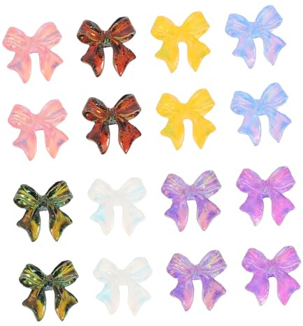 Adornos para Uñas Lazos de Resina, 100 Piezas Decorativas | Acabado Liso, Efecto Ornamental, para Fiestas y Viaje, Uso en Tarjetas y Móviles