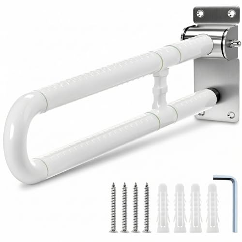 QWORK® Wandstützgriff, Klappbar, 75cm, Edelstahl,Tragfähigkeit 250 kg