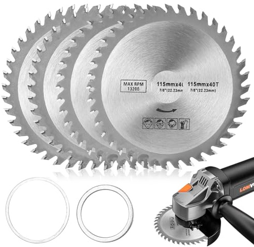 4 Pz Lama per Smerigliatrice Angolare, 115 mm Dischi per Smerigliatrice Angolare, Disco Lame per Seghe Circolari per legno Denti in carburo da 40 denti, albero da 22,23 mm