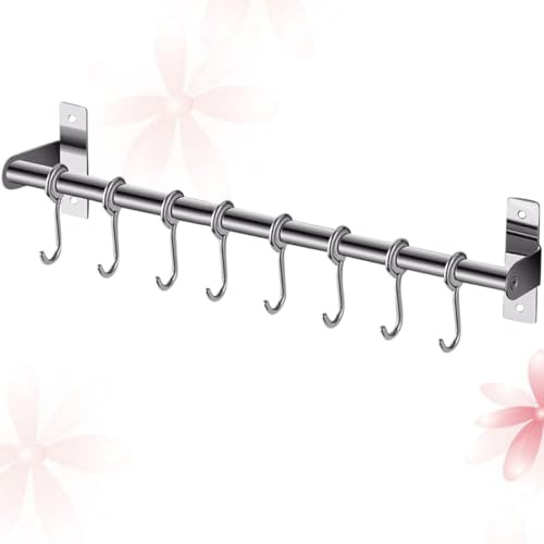 TOKIDNY Colgador de Pared de Acero Inoxidable 50cm, sin Perforaciones | Portarrollos de Cocina Adhesivo, Baño y Gabinete, Plata, Fácil de Limpiar Instalar