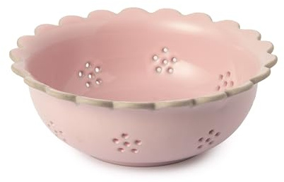 Jamie Oliver Big Love Beautiful Berry Bowl, Pink 20cm Stoneware Colander with Scalloped Edge, Strainer Ideal for Fruit, Pasta and Vegetable, Dishwasher Safe