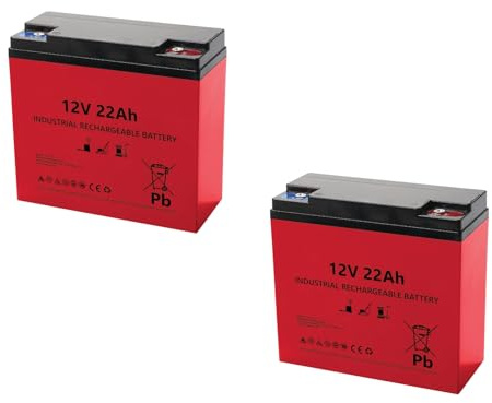 2 Batterie al piombo 12V 24V 22Ah specifica per trazione elettrica, progettata per veicoli, scooter, carrelli leggeri, applicazioni di trazione, terminali vite, lunga durata, alta scarica di corrente
