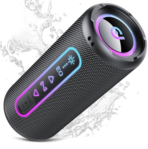 Cassa Bluetooth Potente 25W, Altoparlante Bluetooth con Doppio Driver Basso, 24H Autonomia, 5 RGB Modalità, Accoppiamento TWS, IPX7 Impermeabile, Supporto AUX/TF, Speaker Bluetooth per Feste e Viaggi