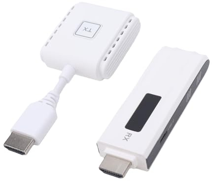 Sxhlseller Kit Receptor Transmisor HD Inalámbrico Portátil, Decodificación 4k Salida 1080P Distancia de Transferencia de 164 Pies Kit Extensor Inalámbrico de 5GHz para TV Portátil y Otros
