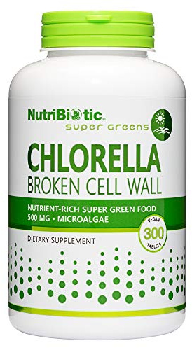NutriBiotic- Chlorella Super Green Food 500 mg 300 Tabs | Broken Cell Wall Nutrient-Rich Microalgae, Water Cultivated Superfood | Chlorophyll with Vitamins, Minerals & Trace Elements | Vegan & Non-GMO