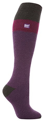 HEAT HOLDERS - Ladies 2.3 TOG Thick Winter Warm Knee High Skiing Thermal Ski Socks Size 4-8 UK (Purple/Charcoal)