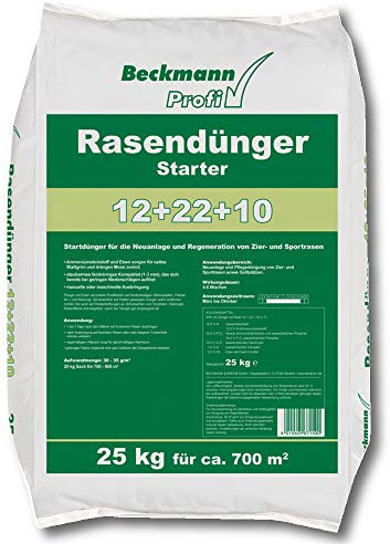 Beckmann Profi Rasendünger Starter 25 kg Rasenstarter Dünger mit viel Phosphat für ca. 700 m²