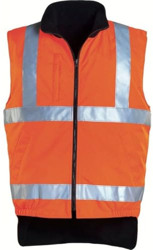 Euro Protection - Gilet reversibile alta visibilità in poliestere impermeabile spalmato poliuretano. 3 tasche . , reversibile nero. - Taglia: XXL - Colore: arancio