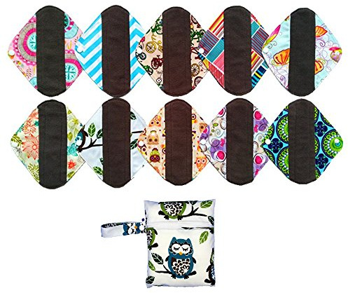 10PCS 8 Inch Reusable Washable Menstrual Pads Sanitary Pads Panty Liner