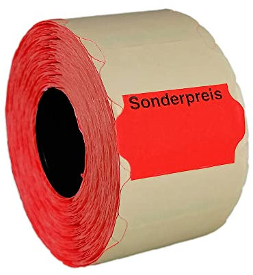 30 Rollen Preisetiketten 32x19 leucht-rot permanent Aufdruck: Sonderpreis oben | 30.000 Etiketten | Preisauszeichner Etiketten | HUTNER