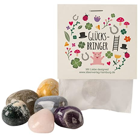 10x Glücksbringer Glückssteine für Kinder / Glücksbringer Stein als Mitgebsel Kindergeburtstag / Silvester / Geburtstag