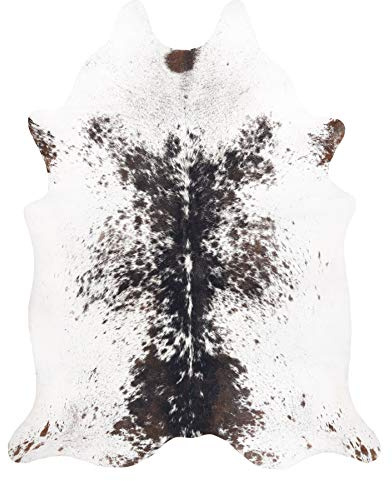 rugsx Tappeto in Pelle Bovina Artificiale Cowhide, Mucca, Motivo Animali, Finta Pelle, Tappeto per Soggiorno, casa, Camera da Letto, DIY Crafts, Bianco Marrone 100x150 cm