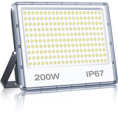 YIQIBRO LED Strahler Außen 200W, 20000LM 6500K LED Scheiwerfer 1 Stück | Superhell Kaltweiß LED Fluter Aussenstrahler LED Wasserdicht IP67, Außenstrahler für Hinterhof Terrassen Garage Flur Garten