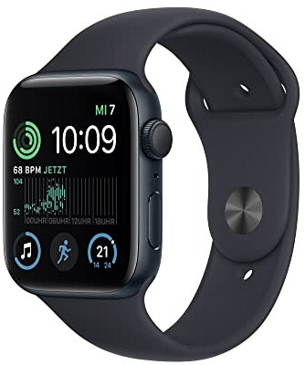 Apple Watch SE (2. Generation) (GPS, 44mm) - Aluminiumgehäuse Mitternacht mit Sportarmband Mitternacht - Regular (Generalüberholt)