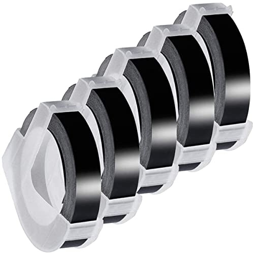 Acmerota Nastro per etichette in rilievo Omega per Dymo S0717930 S0717900 9mm x 3m Nero su bianco Etichetta 3D autoadesiva per Dymo Omega unior Motex E-101 E-202 E-303 E-404 E-505 per Dymo 1880 1610