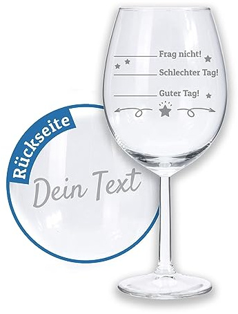 LALALO Rotweinglas XL Schlechter Guter Tag, mit Gravur personalisiert mit Namen Wunschname Wunschtext, 580 ml 58 cl, Geschenk für Freundin Frau Kollegin Arbeitskollegin Chefin Schwester