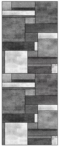 ZUZEKU Läufer Flur Küche Waschbar rutschfest 90X100cm Geometrisches Vintage Muster Grau Lang Küchenteppich Flurteppich Teppich Fur Korridor Wohnzimmer Schlafzimmer Meterware Anpassbar