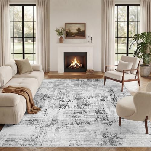 Vamcheer Wohnzimmer Teppich 300x400 cm, Kurzflor, Modern, rutschfest | Grau Schlafzimmer Teppiche Flauschiger,Super Weich Waschbar Boho Teppich,Teppiche Groß für Arbeitszimmer, Büro